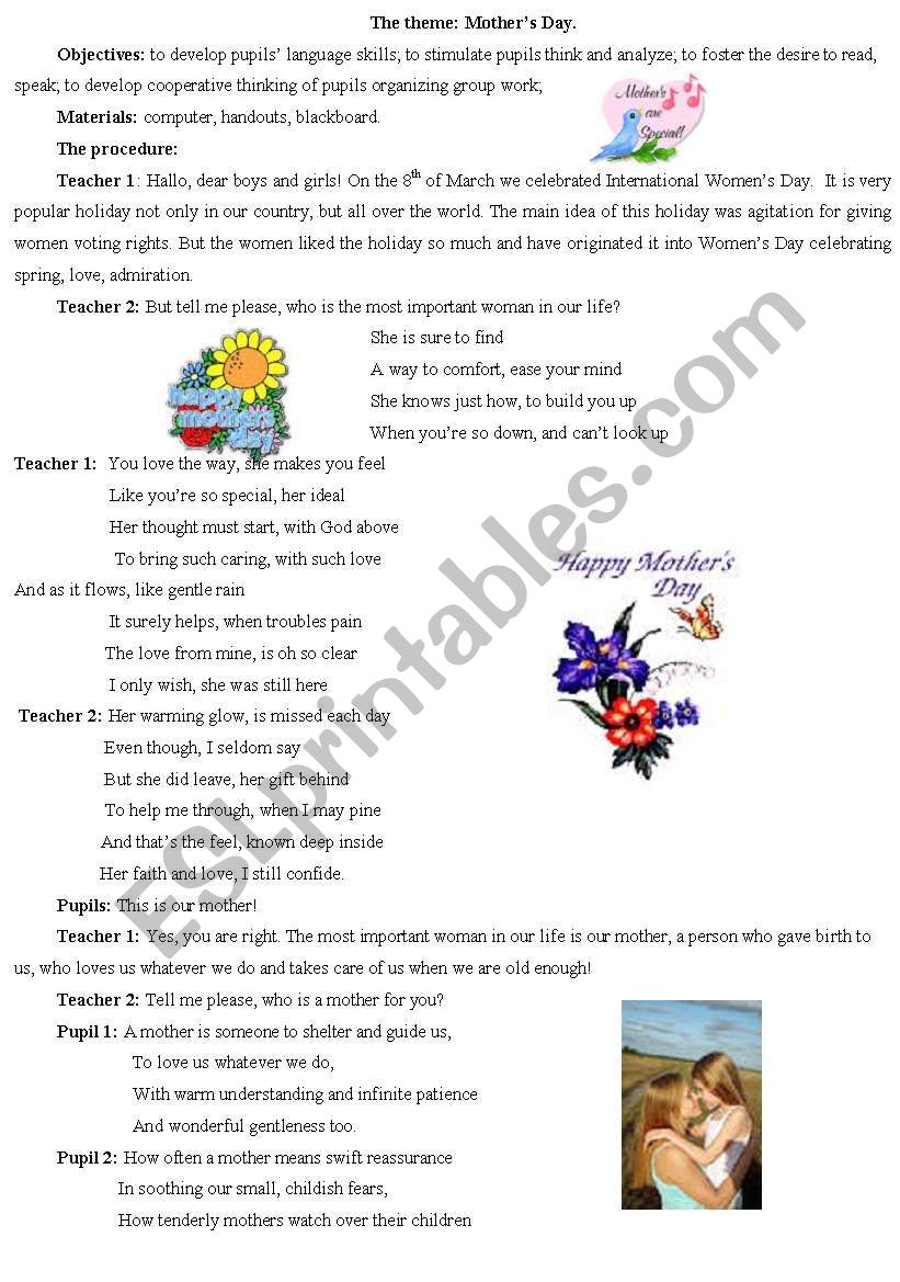 mother´s day - ESL worksheet by olalalas