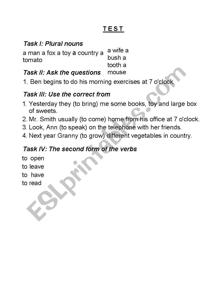 Test worksheet