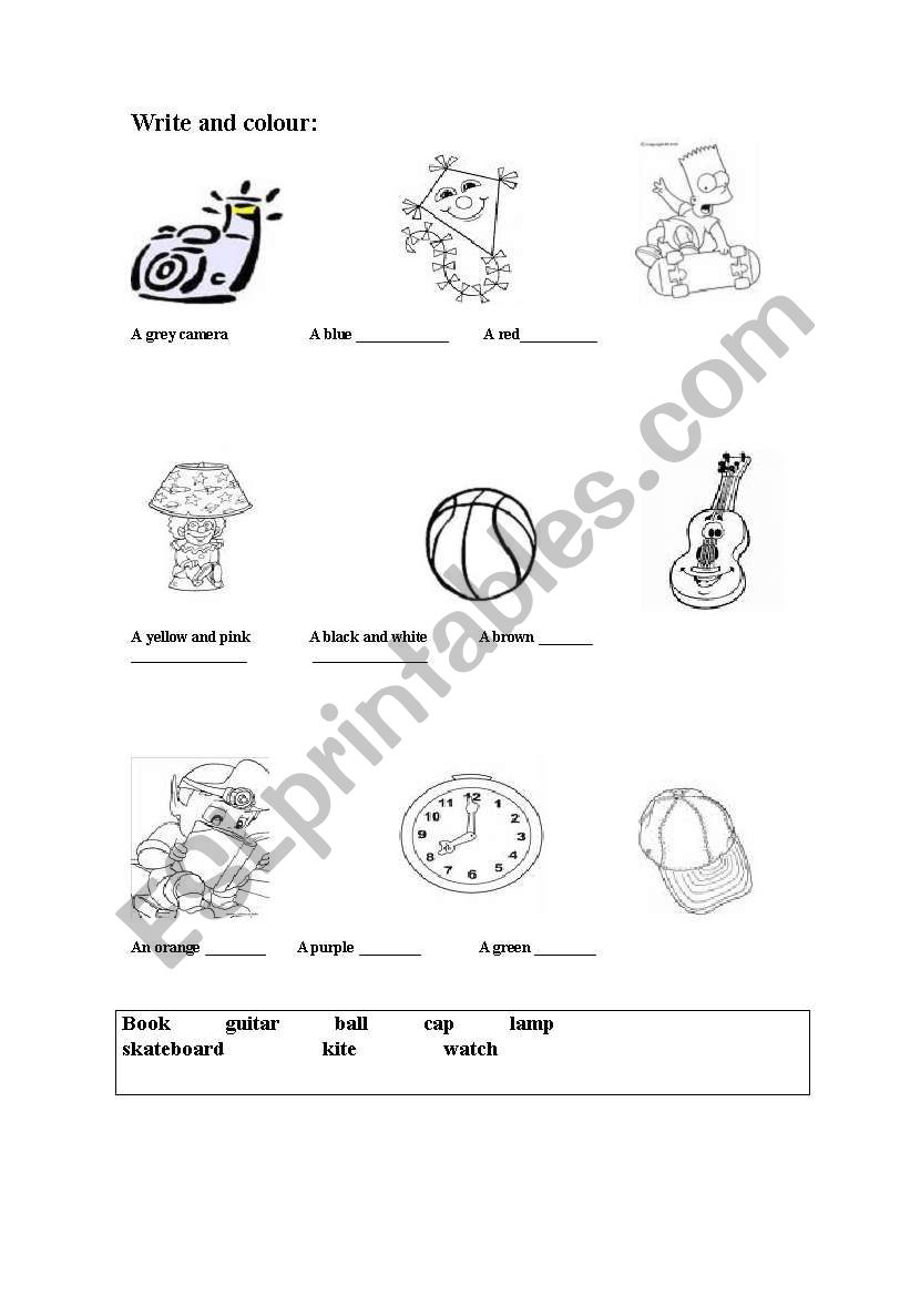 OBJECTS AND COLOURS worksheet