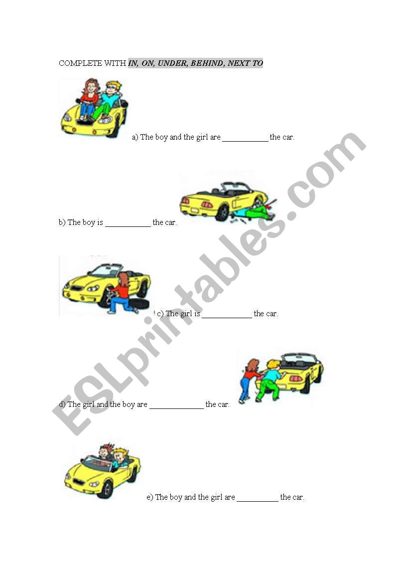 Prepositions worksheet