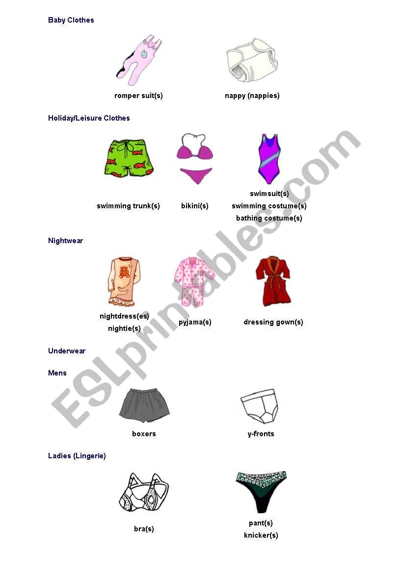 clothes and accessories worksheet