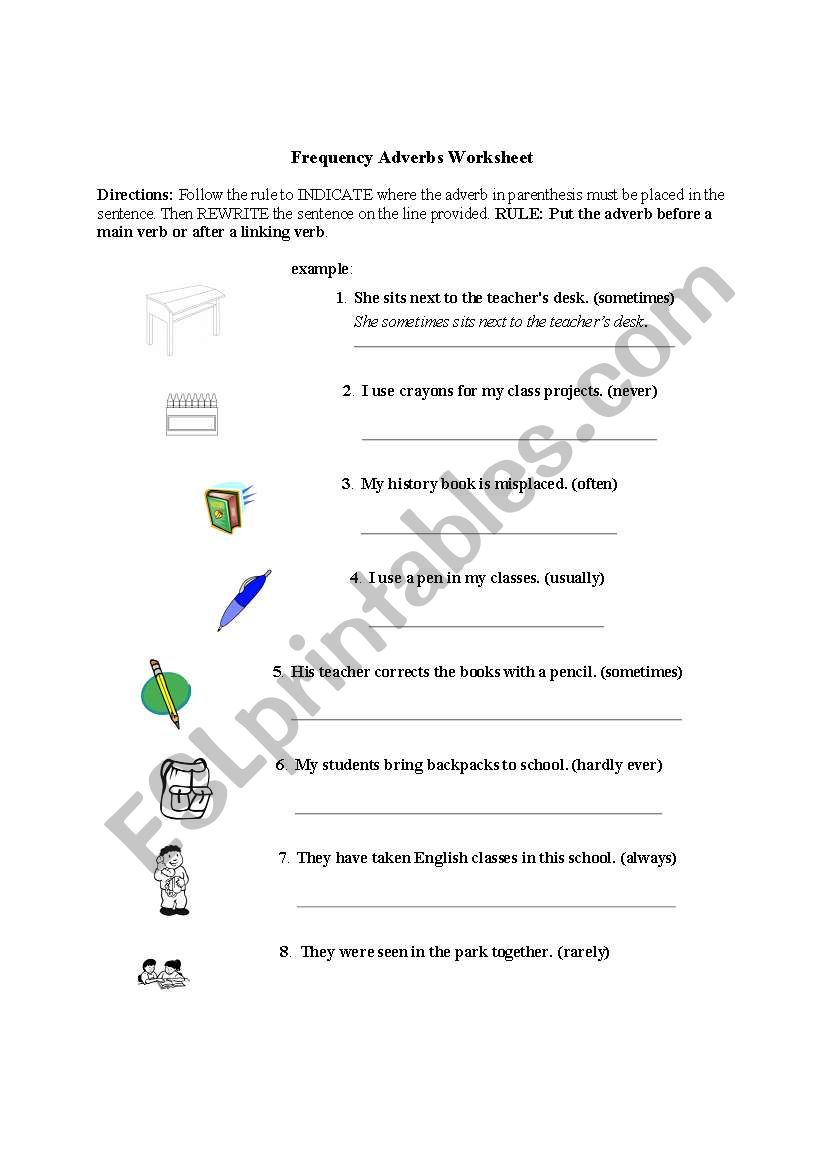 Frequency Adverbs Worksheet worksheet