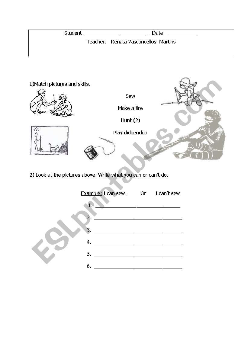 Can and Cant  worksheet