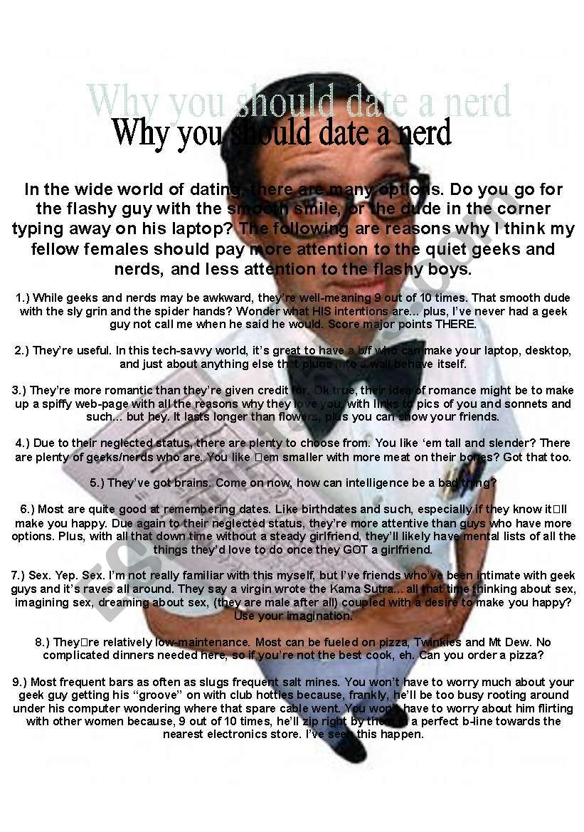 Why you should date a nerd worksheet