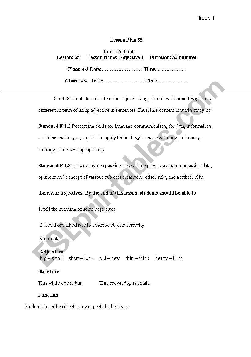 lesson  worksheet