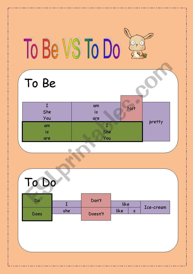 To Be VS To Do worksheet