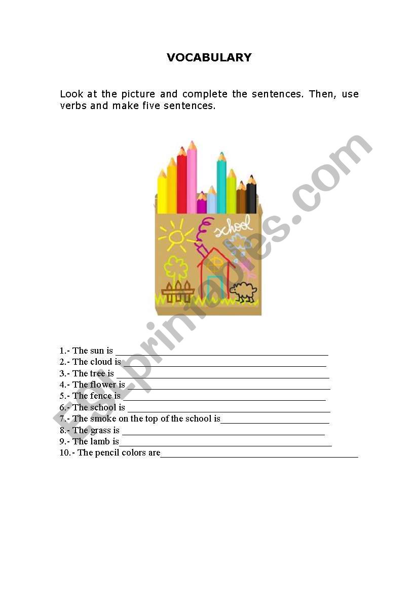 vocabulary colors worksheet