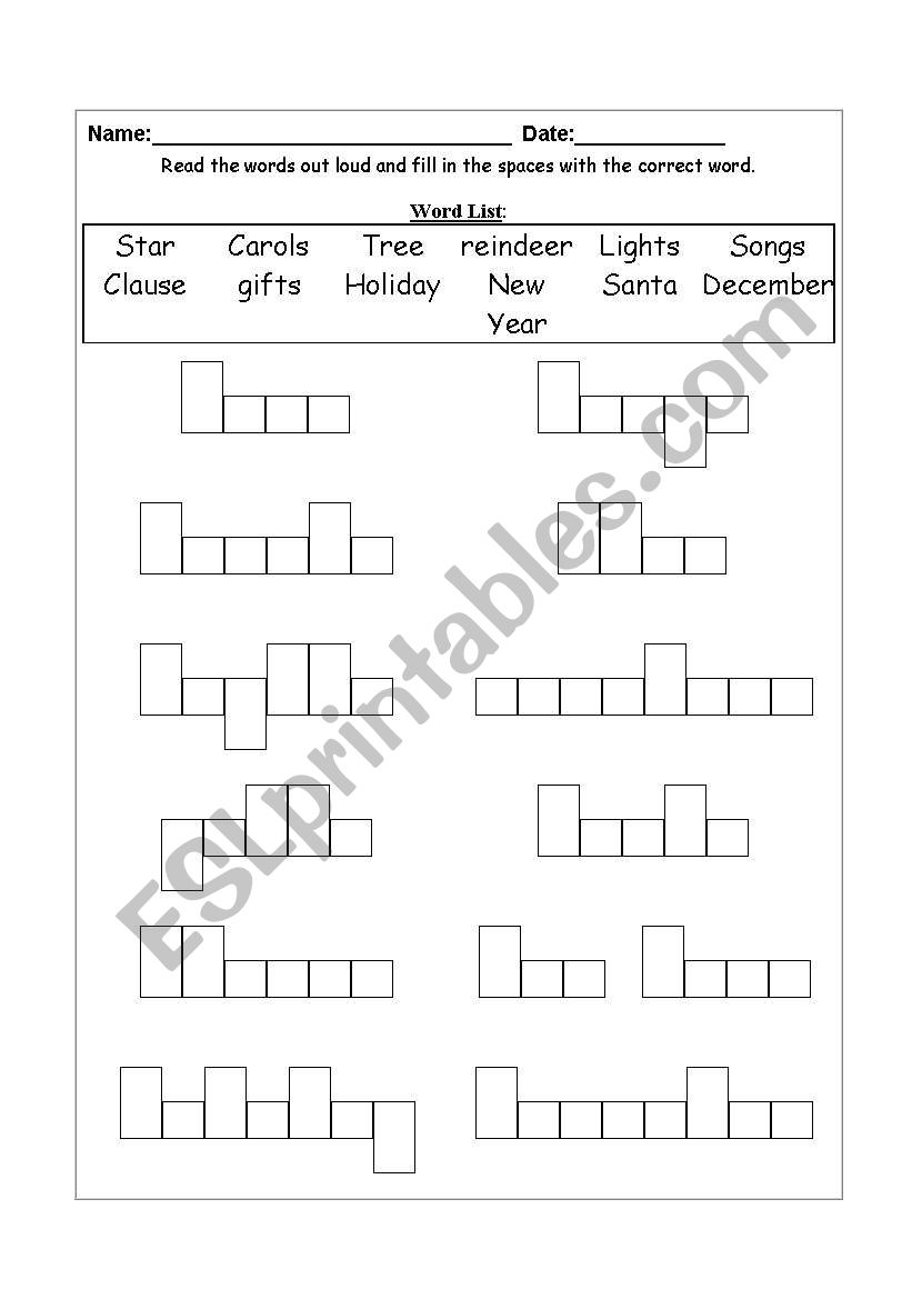 Read and Find Christmas Words worksheet