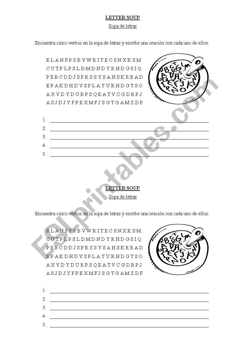 LETTER SOUP worksheet