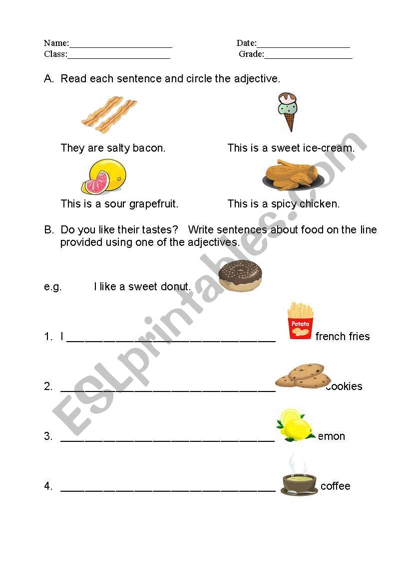 Food worksheet