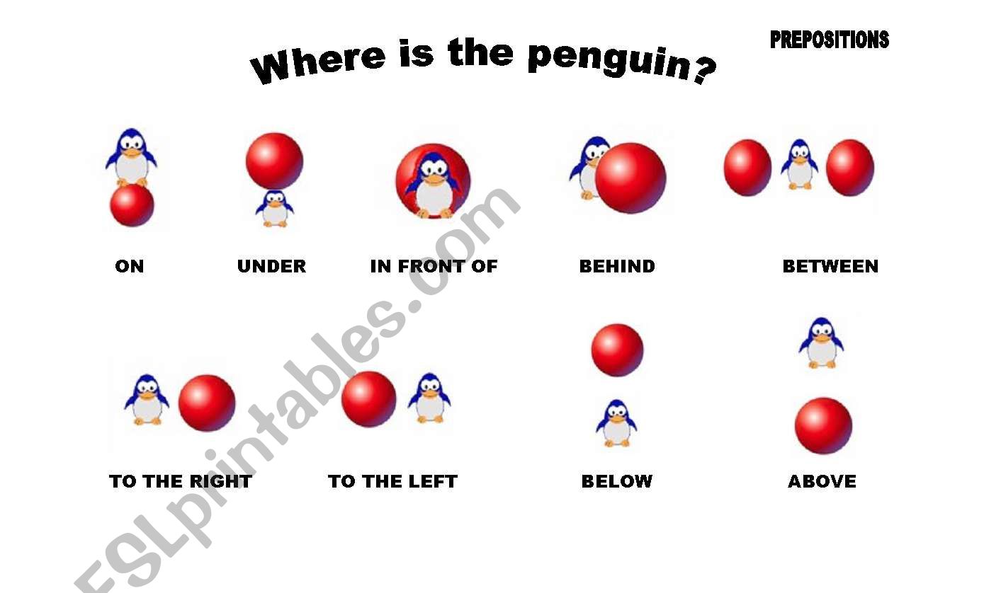 PREPOSITION PENGUIN STYLE worksheet