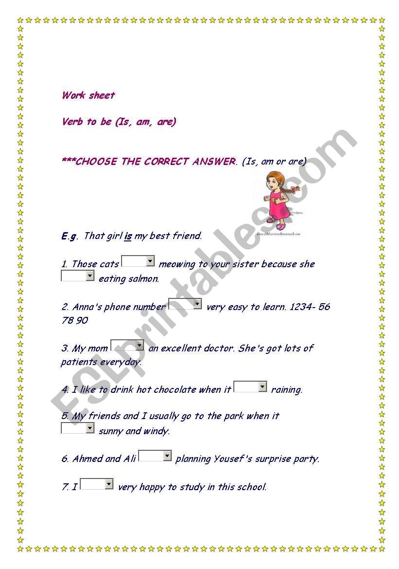 verb to be worksheet