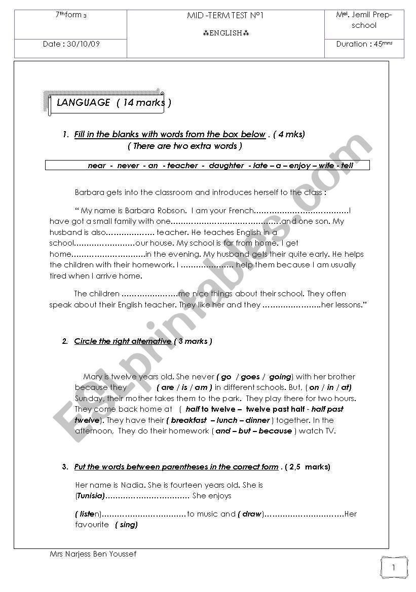 Test worksheet