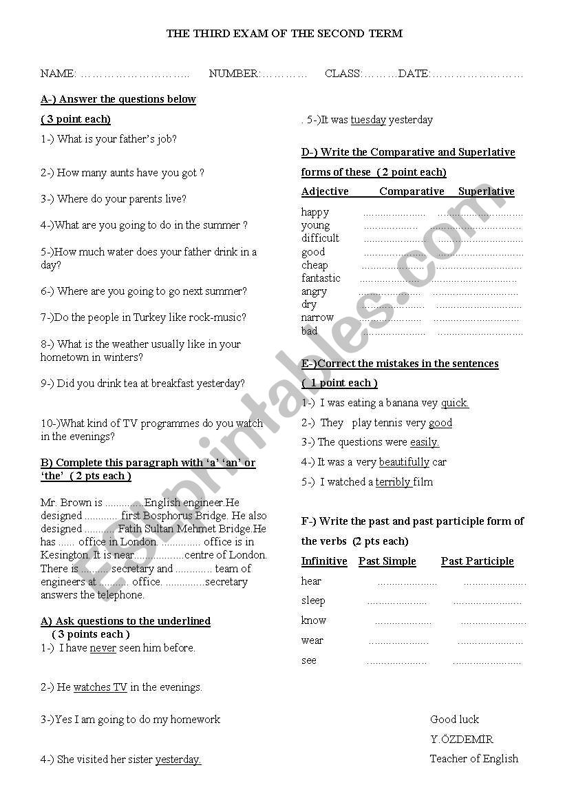 aaa worksheet