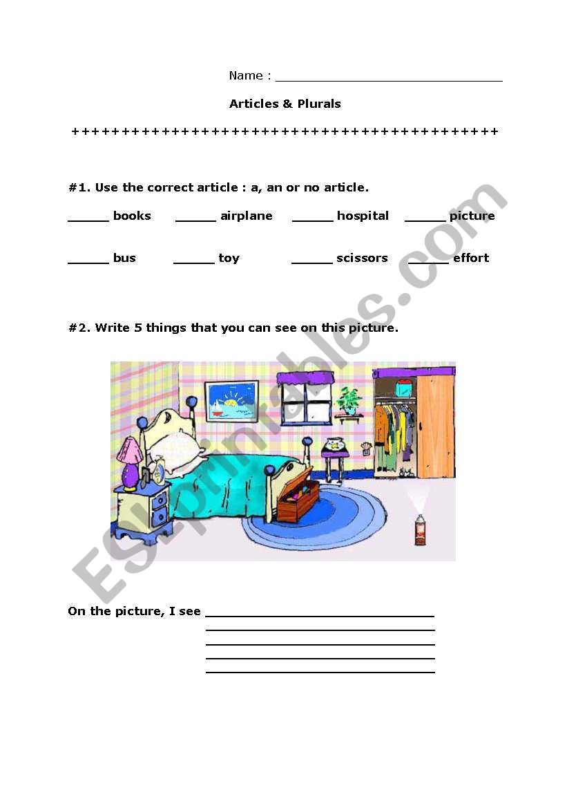 There is/are + articles A/AN - ESL worksheet by MarkAndrew
