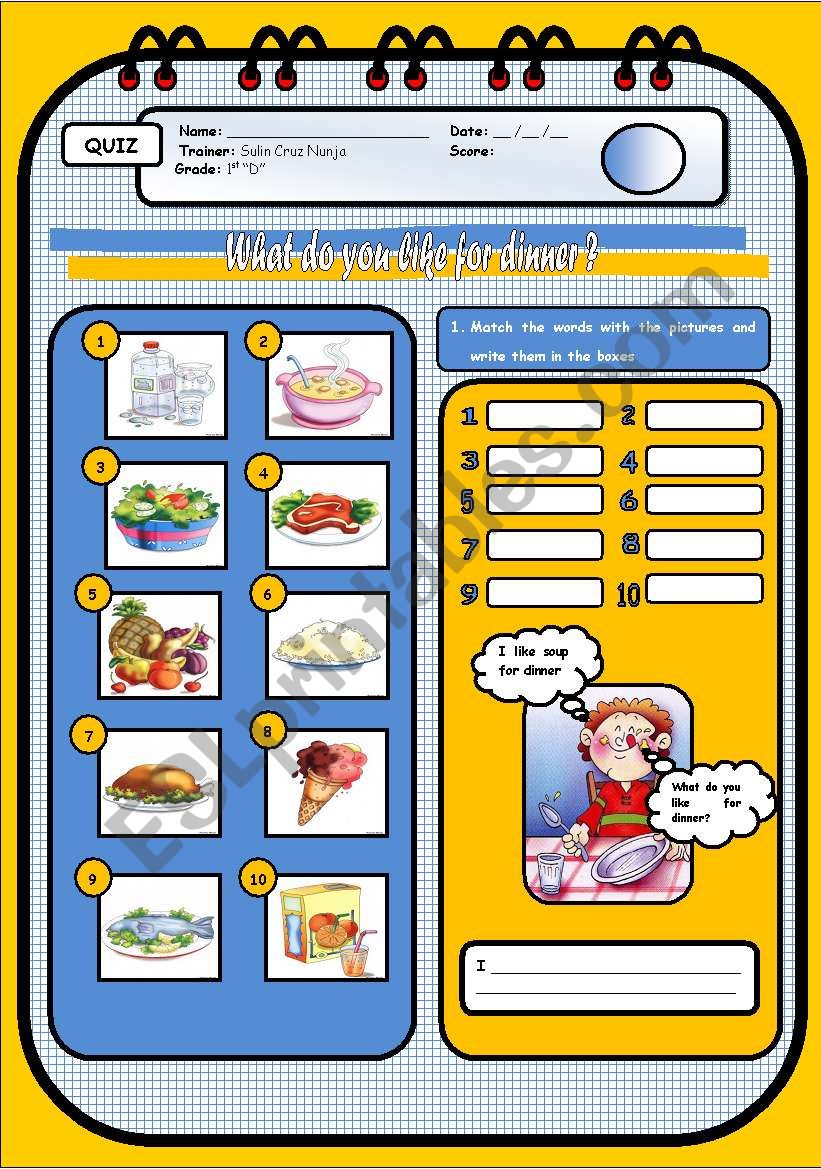 What Do You Like For Dinner ESL Worksheet By Sulin