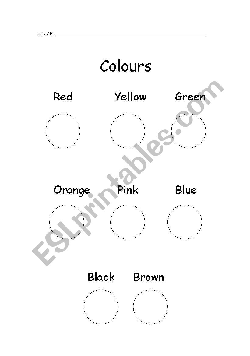 English worksheets: Colours