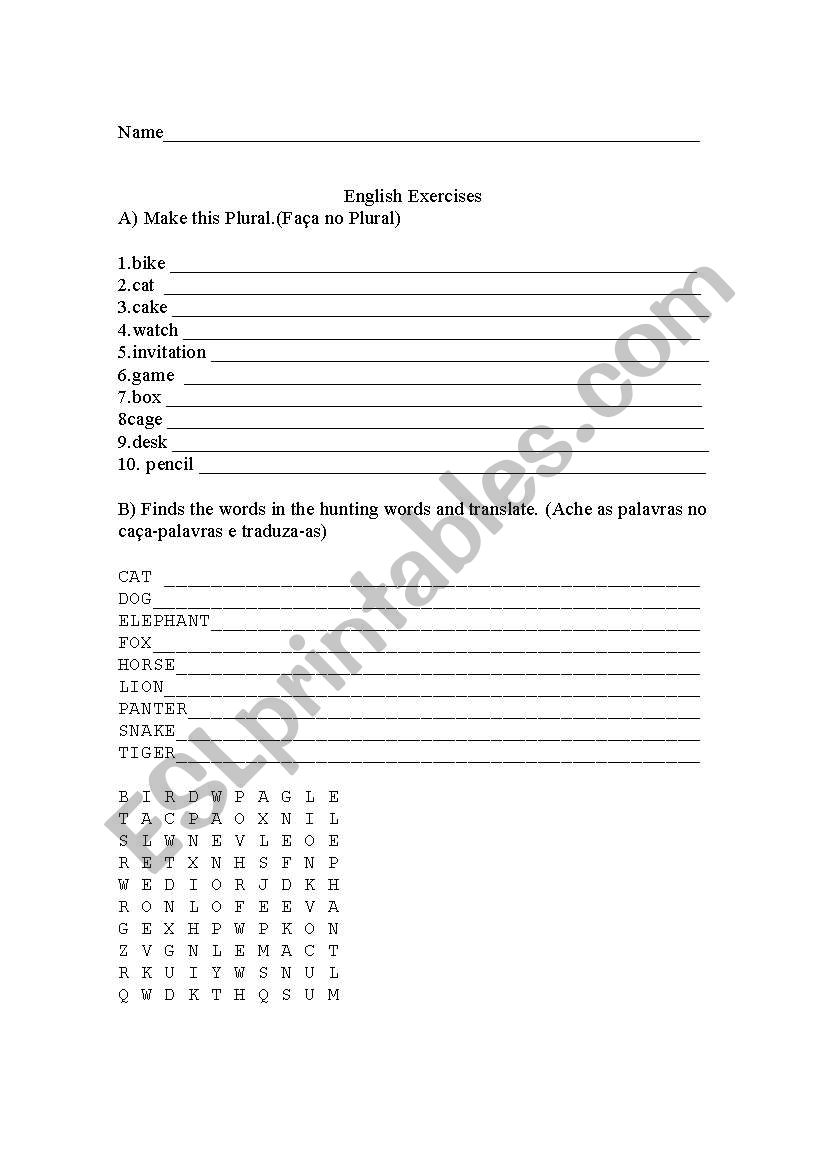 Plural worksheet