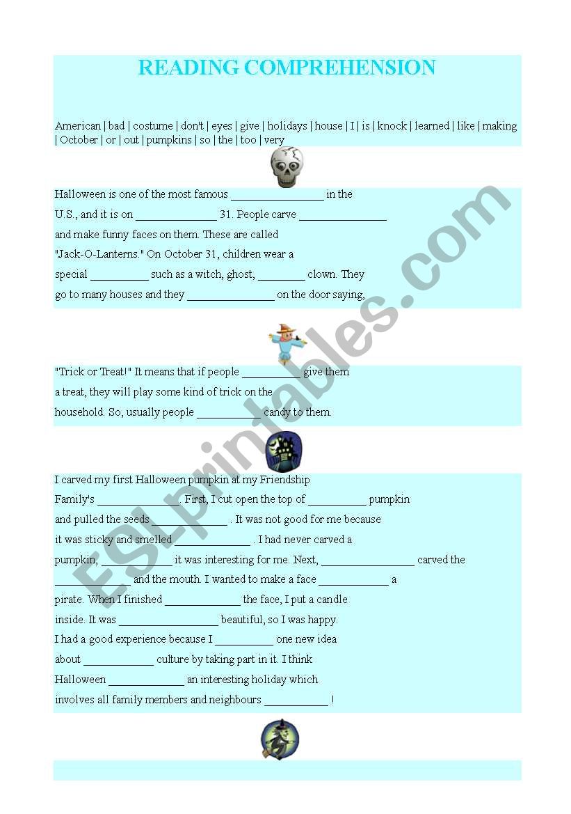 halloween worksheet