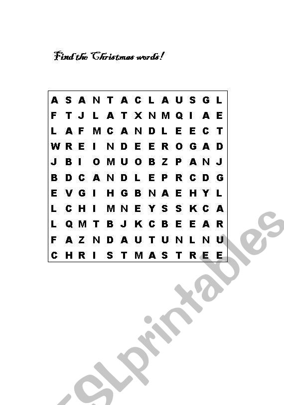 Find the Christmas words! worksheet