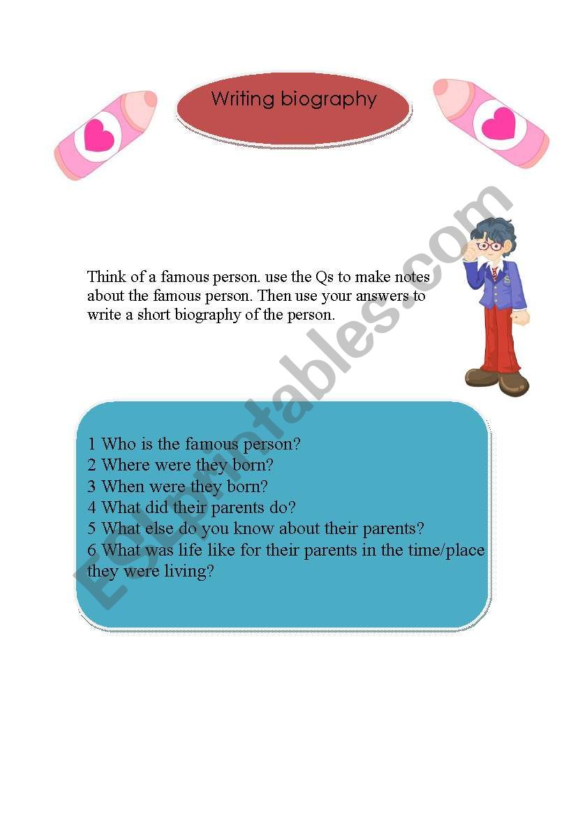 writing biography worksheet