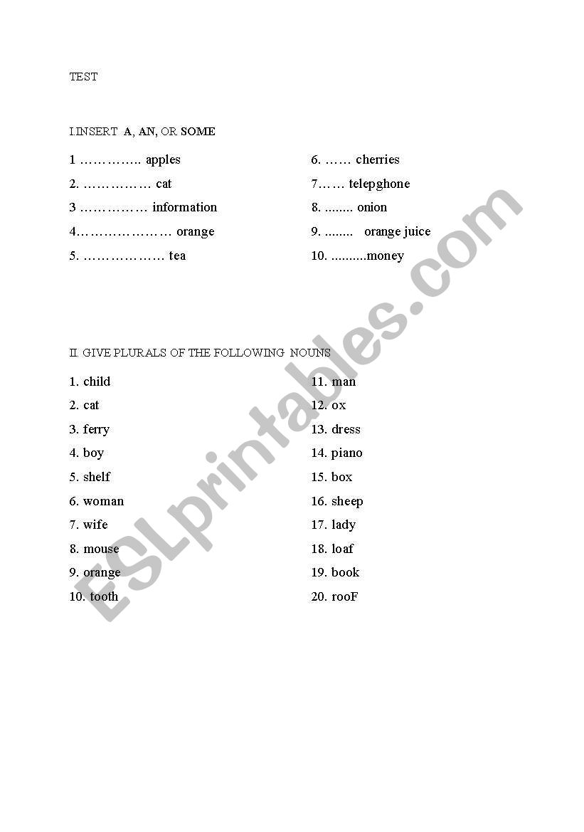 COUNTABLE AND UNCOUNTABLE  NOUNS