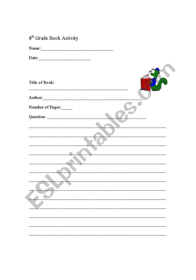 Book Report worksheet