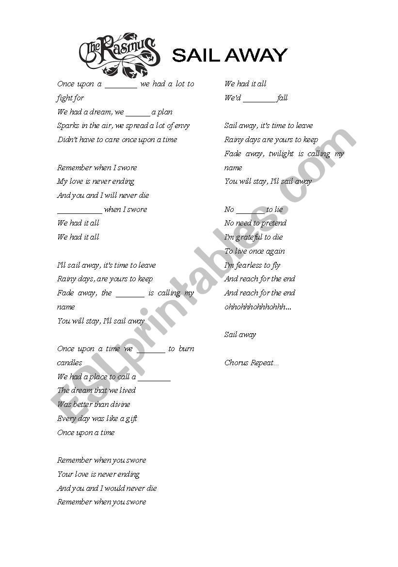 Song Sail Away - The Rasmus worksheet