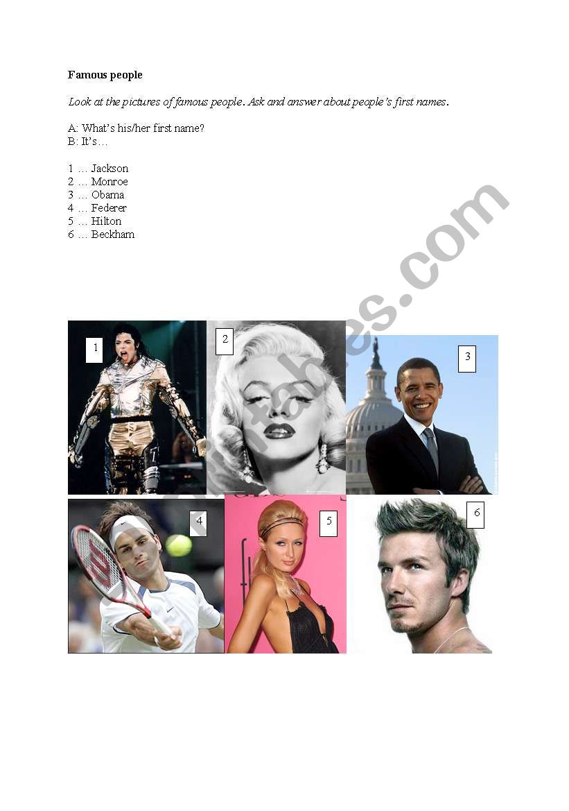 Famous people worksheet