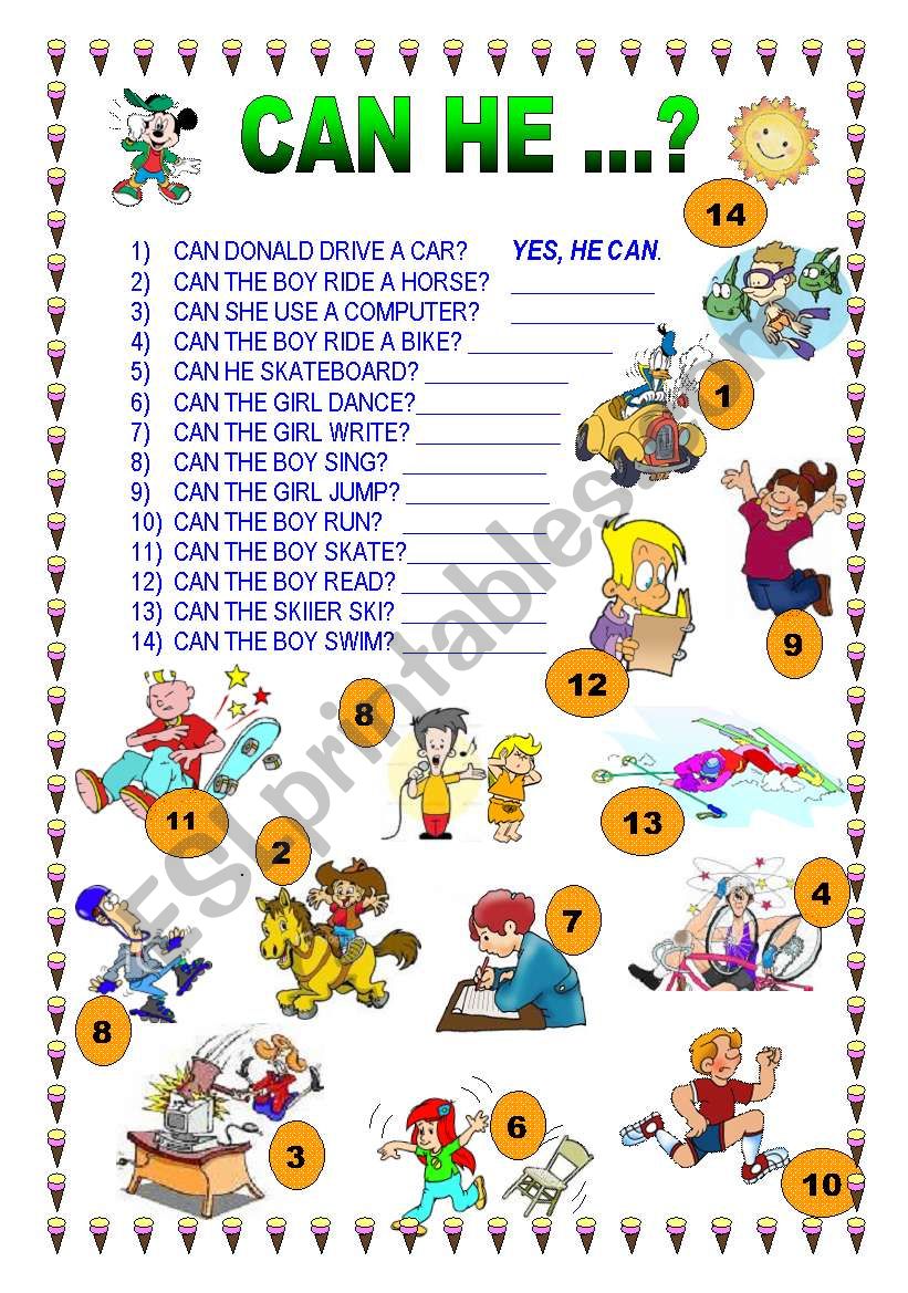 Can Can´t Esl Worksheet By Jessica Farias