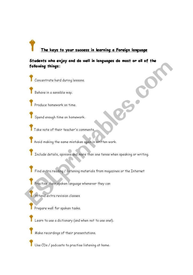 memory and language learning worksheet