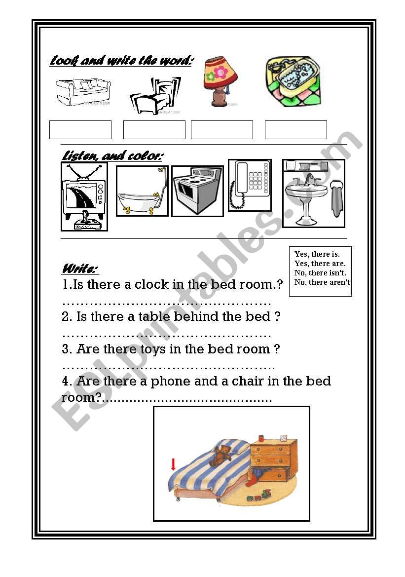 furniture worksheet