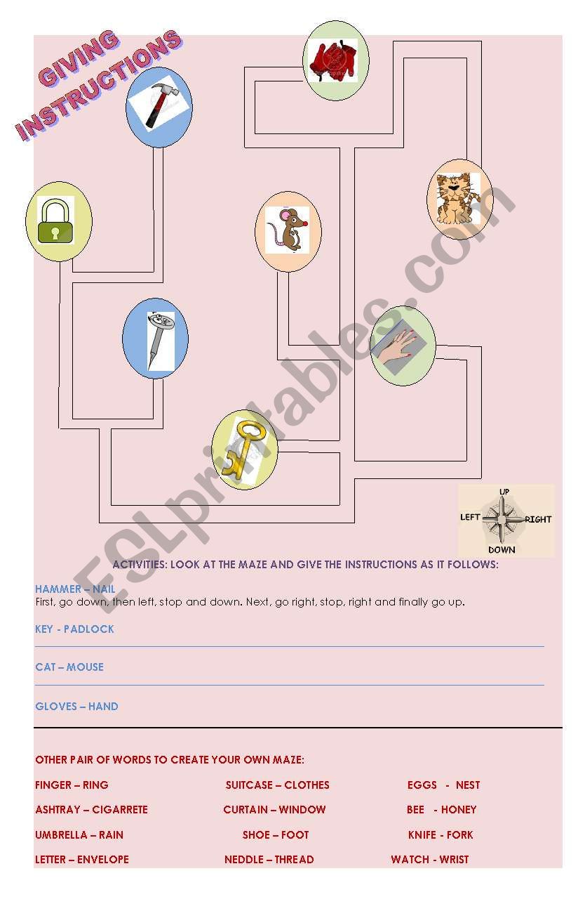give instructions worksheet