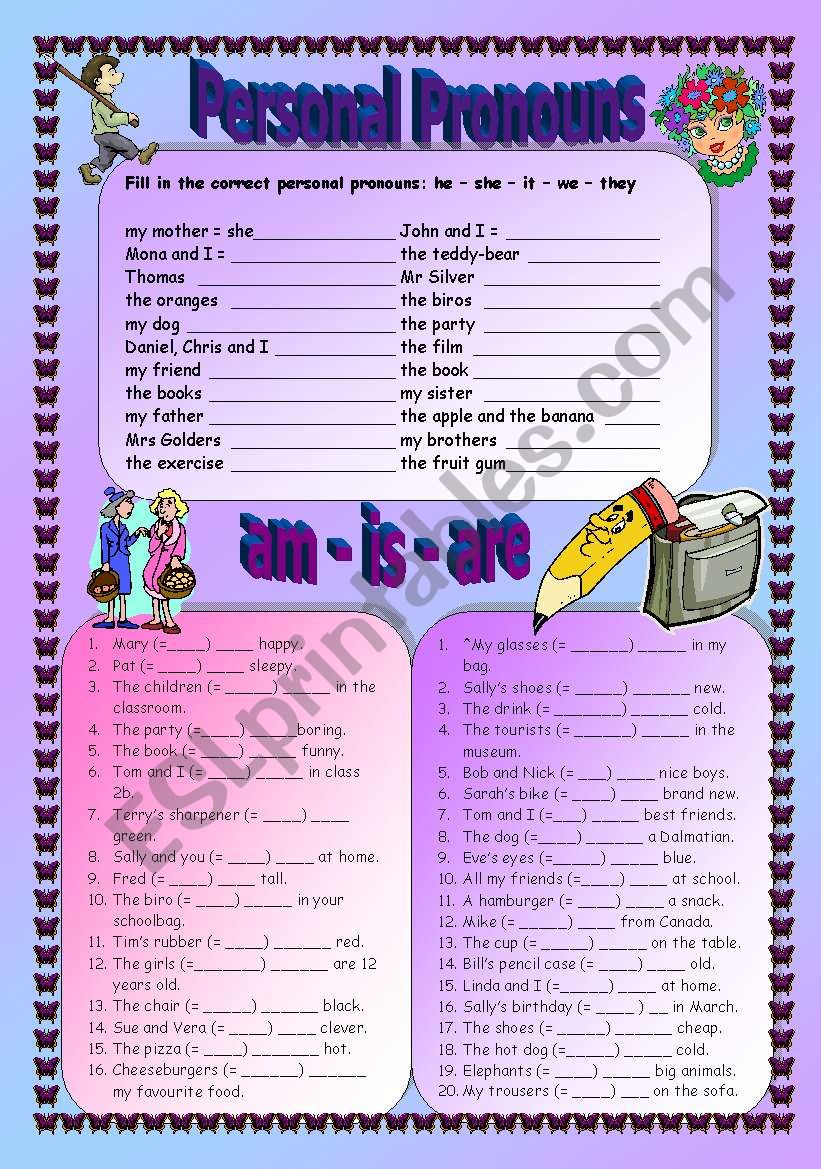 Personal Pronouns And The Verb To Be ESL Worksheet By Mary59