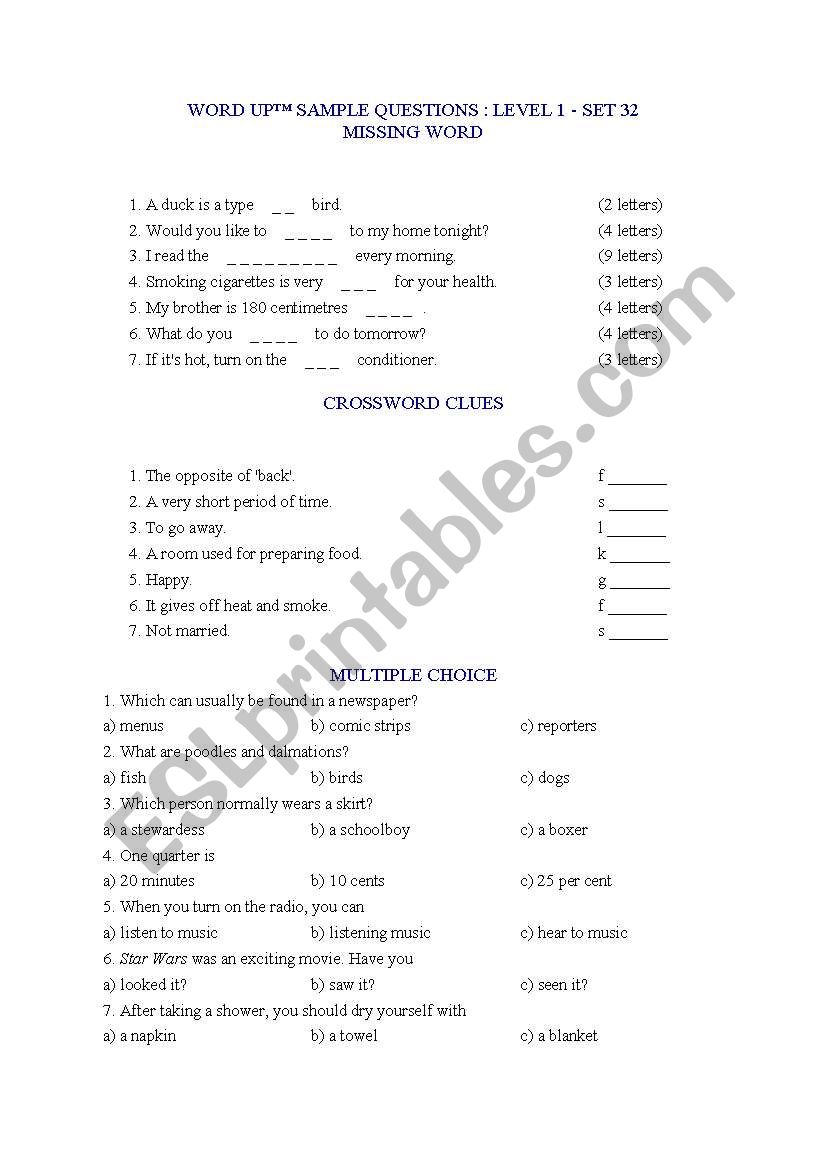 vocabulary worksheet