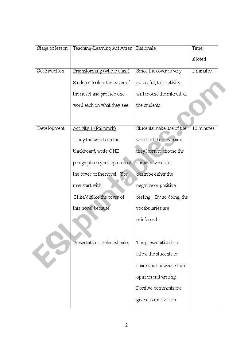 Lesson Plan Activities The Pearl By John Steinbeck Esl Worksheet By Sooghay