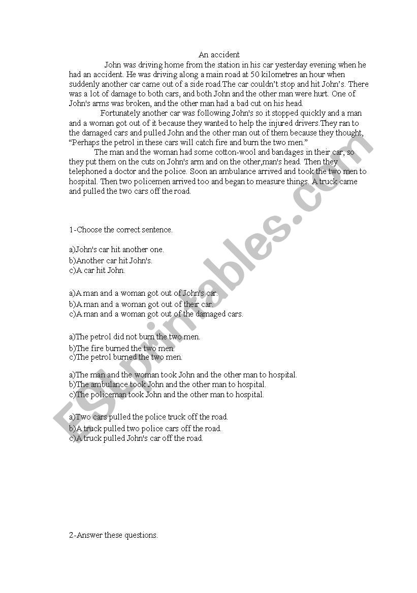 an accident worksheet