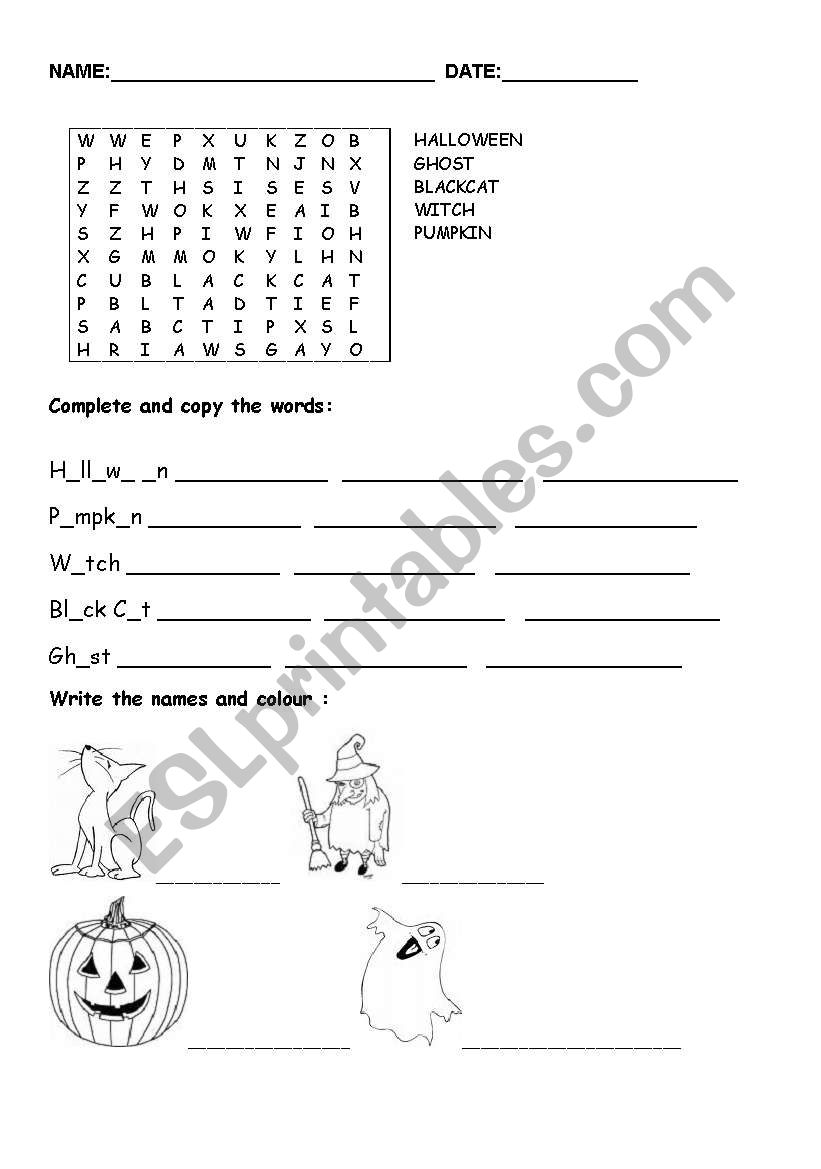 Halloween worksheet