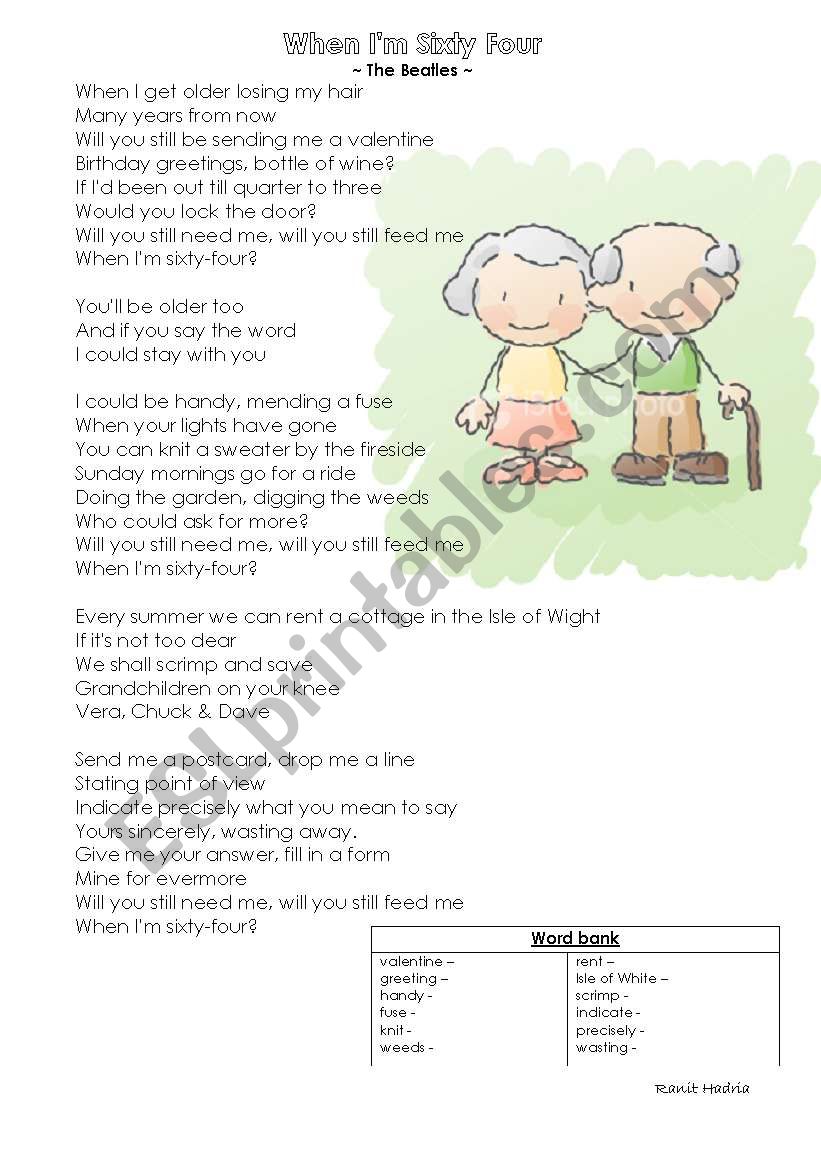 When I´m 64 - guided writing (letter) lesson plan - ESL worksheet by ...