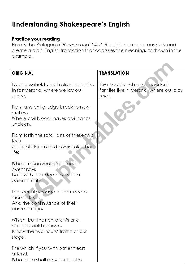 Understanding Shakespeares English