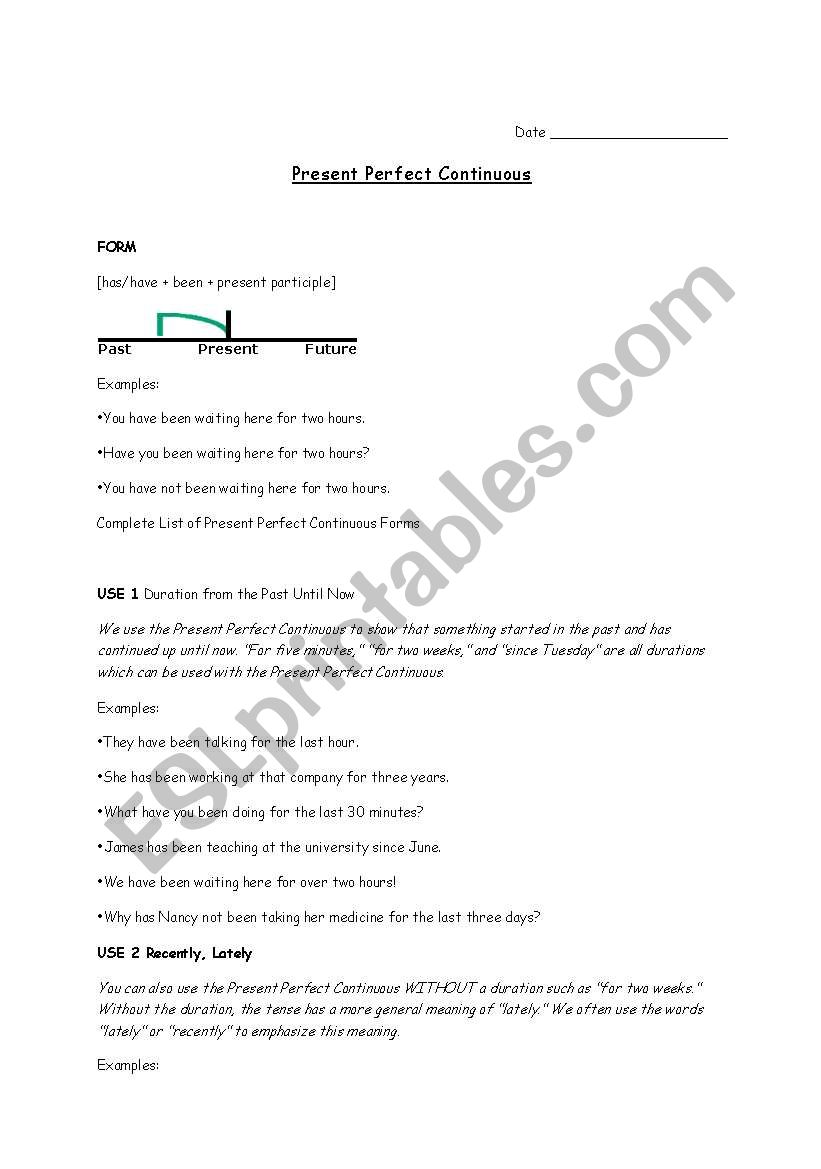 present perfect continuous tense