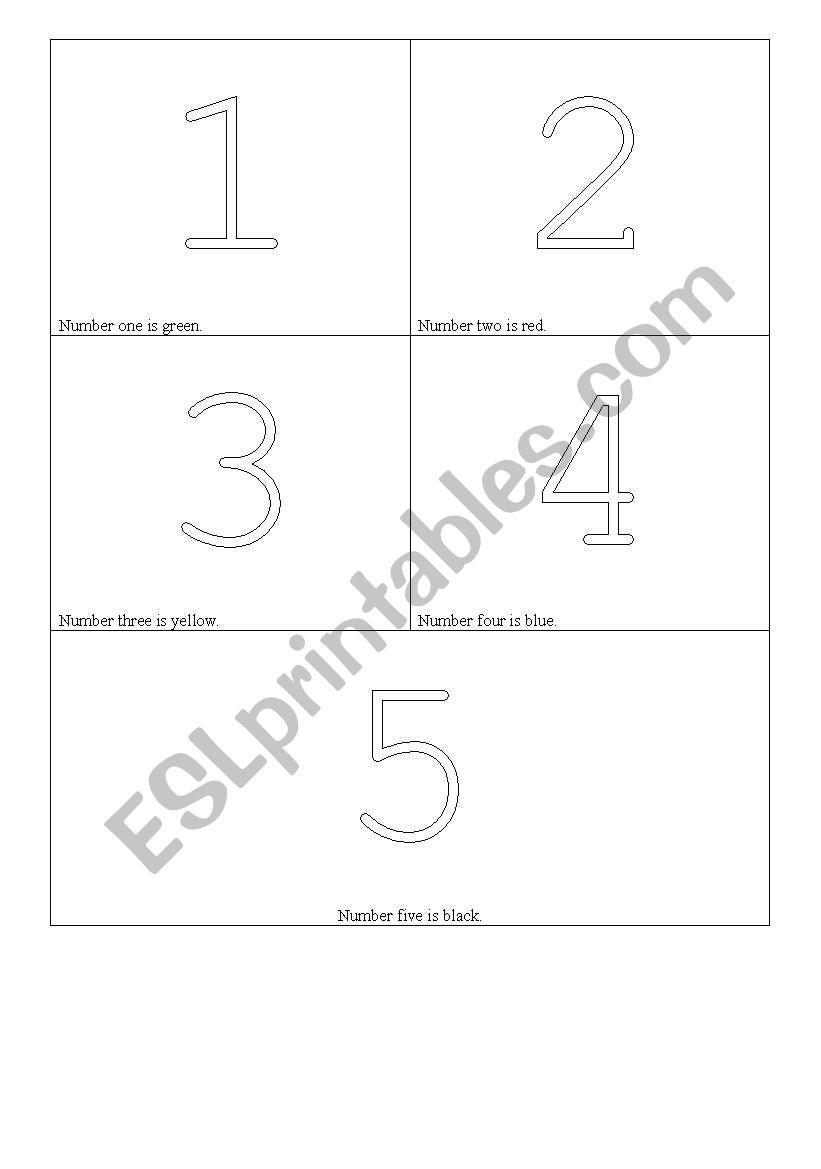 Color the numbers 1-5 worksheet