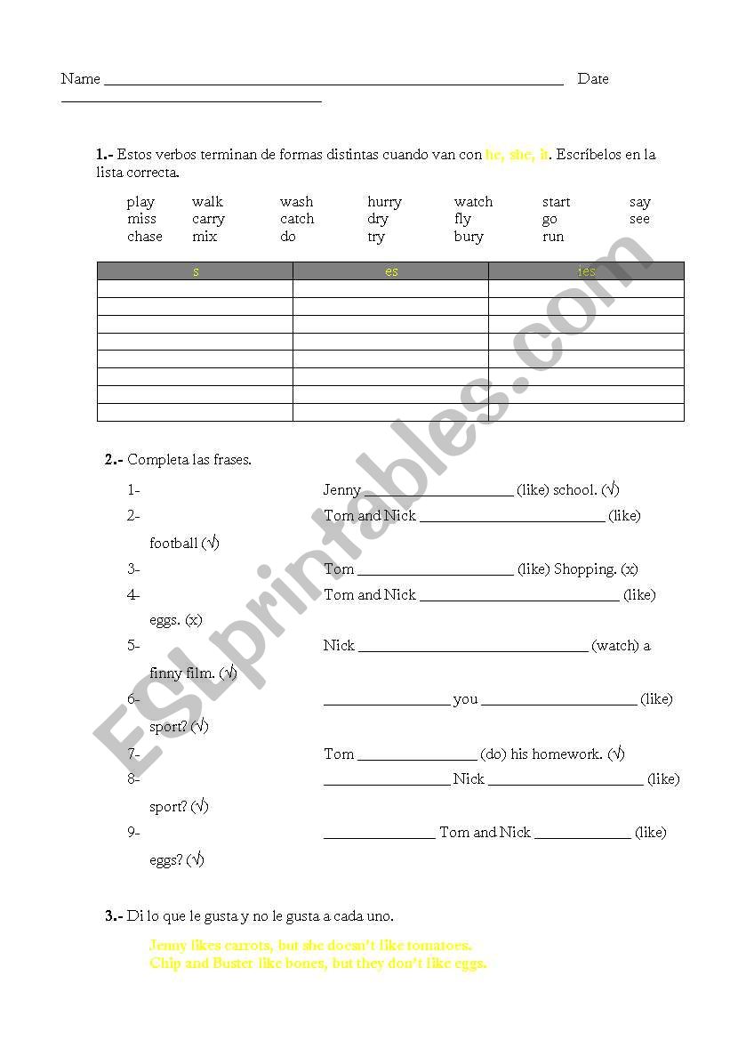 Present simple worksheet