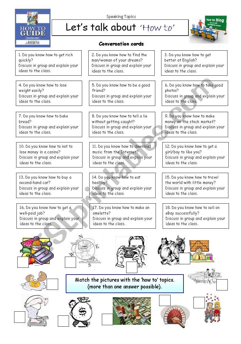 Let´s talk about ´HOW TO´ - ESL worksheet by PhilipR