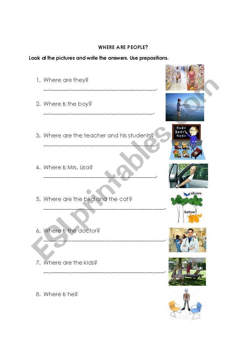 Where are people? worksheet