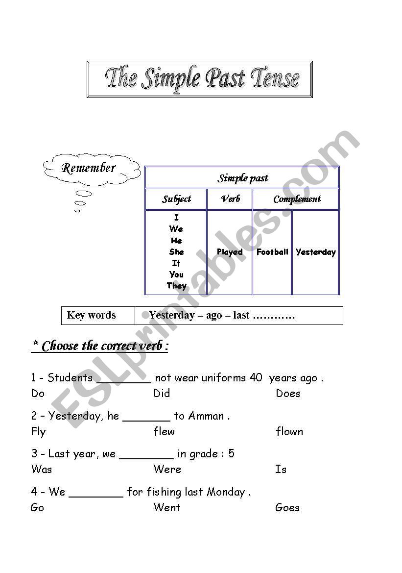 past simple tense  worksheet