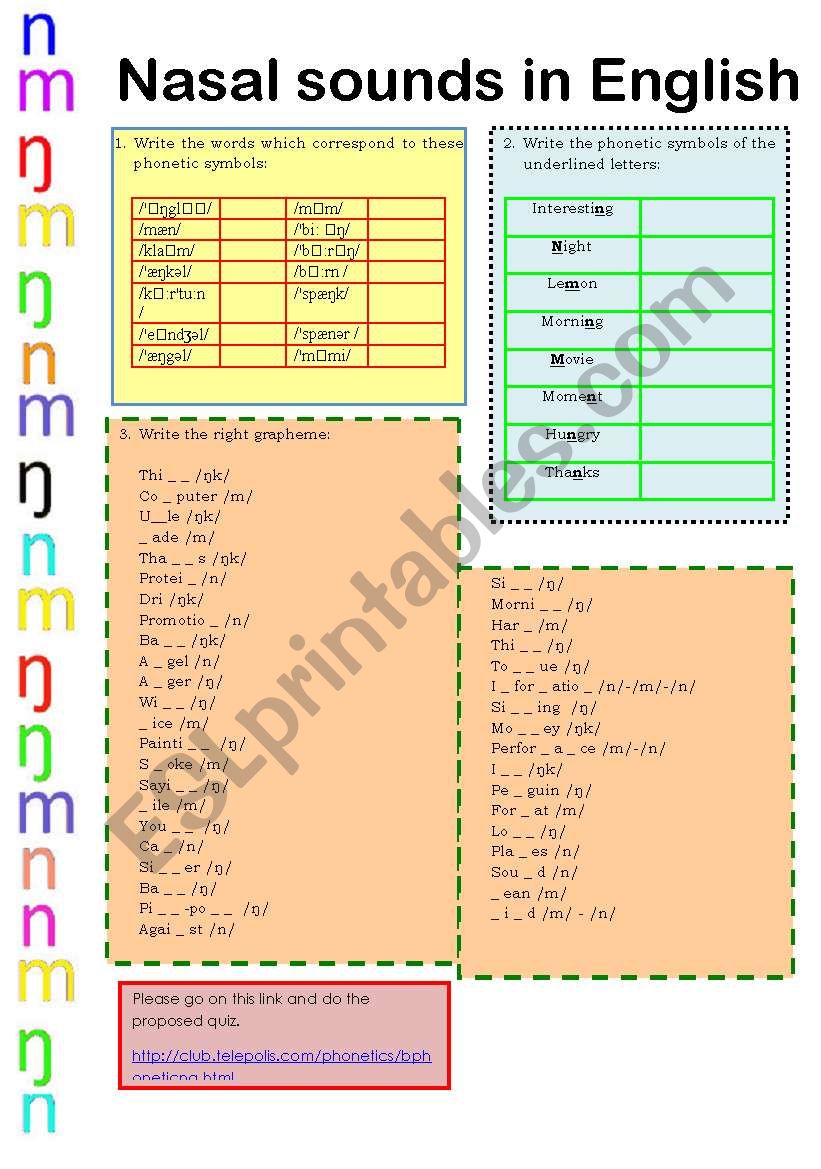 Nasal Sounds In English ESL Worksheet By Lovinglondon