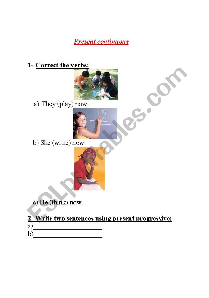 present  continuous worksheet