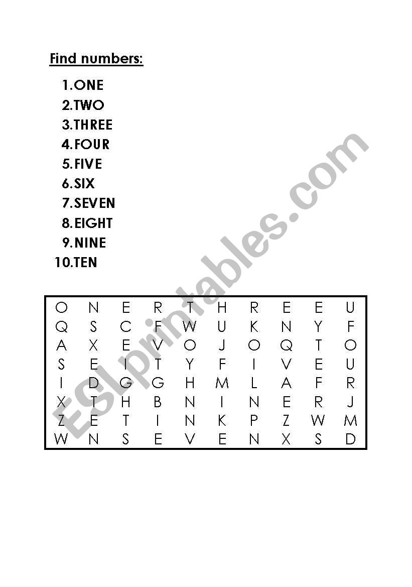 Number 1-20 worksheet