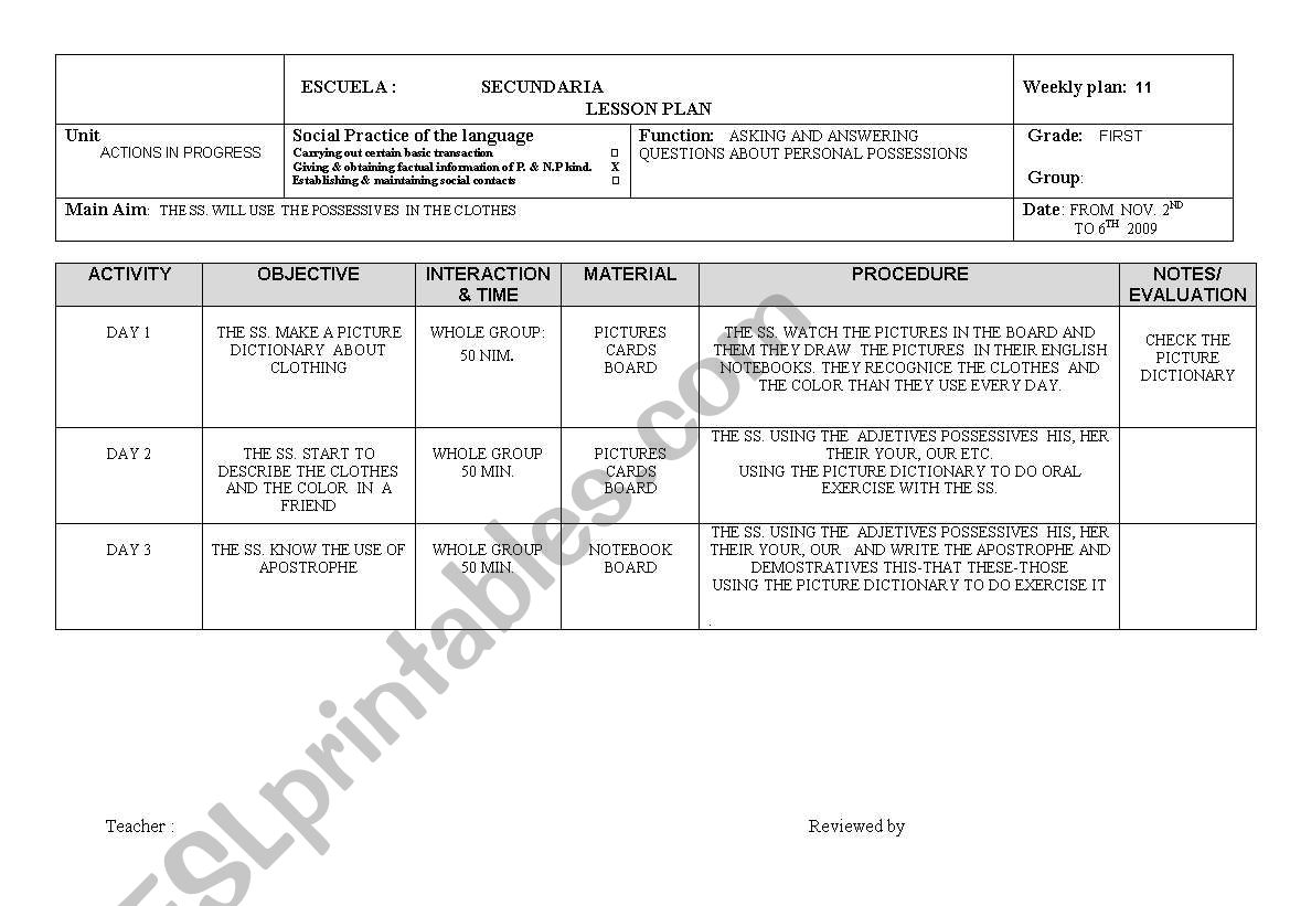 lesson plan  worksheet